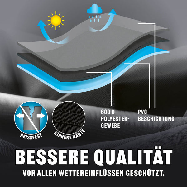 Premium Wetterschutzhaube XL (62 x 148 x 120 cm) - schwarz