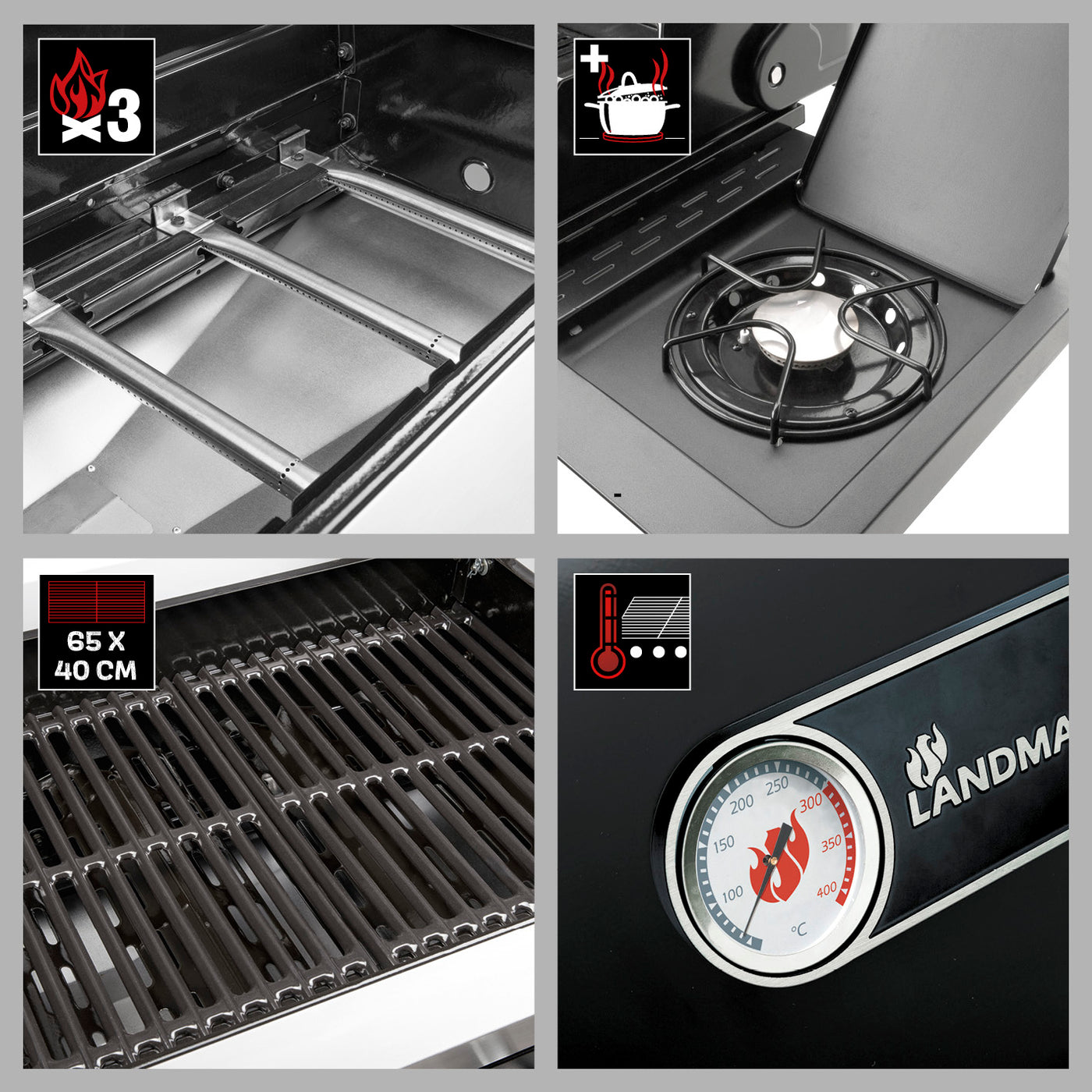 Gasgrill Rexon 3.1 cooK schwarz LANDMANN